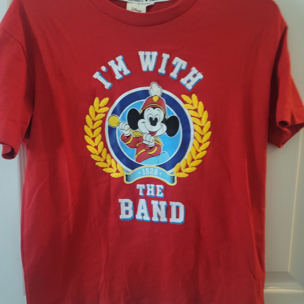 Disney Red Kids Tee with Mickey Mouse Band Graphic